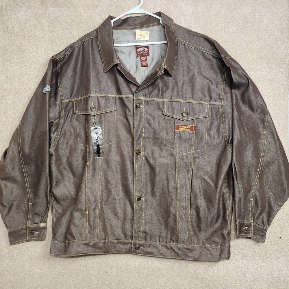 Vintage Varcity Liquid Brown Denim Jacket Size Men's 3XL Like New